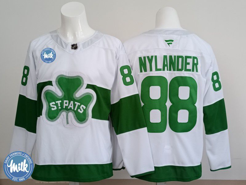 Men 2025 Toronto Maple Leafs 88 Nylander White Green Fanatics Home Premium NHL Jersey style 2
